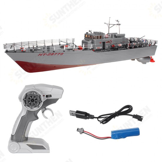 HT 1/115 2877B RTR 50cm 2.4G 4CH RC Boat Vehicles Dual Motors Millitary Warship Torpedo LED Lighting Models