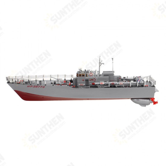 HT 1/115 2877B RTR 50cm 2.4G 4CH RC Boat Vehicles Dual Motors Millitary Warship Torpedo LED Lighting Models