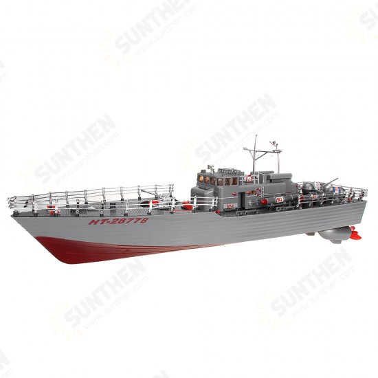 HT 1/115 2877B RTR 50cm 2.4G 4CH RC Boat Vehicles Dual Motors Millitary Warship Torpedo LED Lighting Models