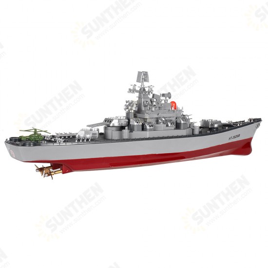 HT 1/250 3826B RTR 6.8km/h 2.4G 4CH RC Boat Vehicles Dual Motors Millitary Warship Battleship LED Lighting Models