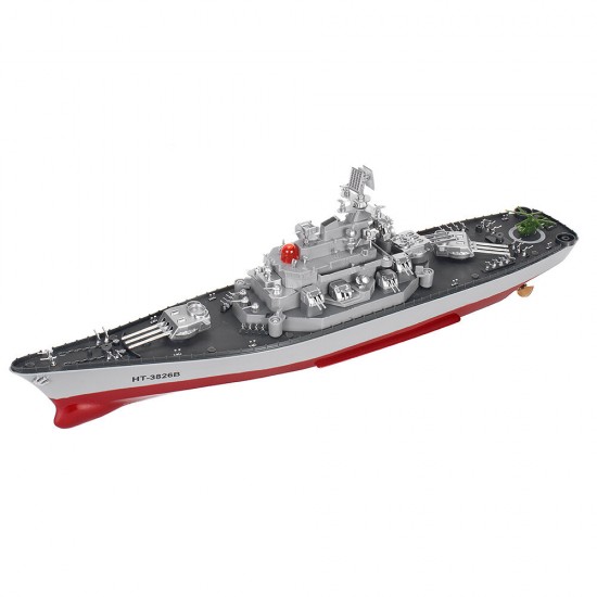 HT 1/250 3826B RTR 6.8km/h 2.4G 4CH RC Boat Vehicles Dual Motors Millitary Warship Battleship LED Lighting Models
