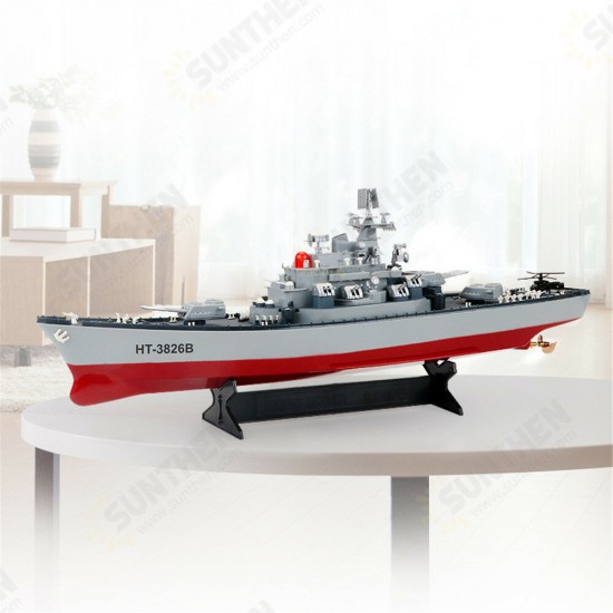 HT 1/250 3826B RTR 6.8km/h 2.4G 4CH RC Boat Vehicles Dual Motors Millitary Warship Battleship LED Lighting Models