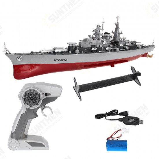 HT 1/360 3827B 71cm Warship Rotable Turret Ship 2.4G 4CH Wireless RC Boat Vehicle Models