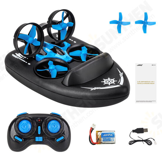 JJRC H36F Terzetto 1/20 2.4G 3 In 1 RC Boat Vehicle Flying Drone Land Driving RTR Model