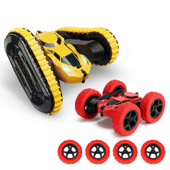828G 2 in 1 RC Car 2.4G 1:16 Stunt Drift Deformation LED Light Tank Tracked Jumping 360° Flip Vehicle Kids Child Toys