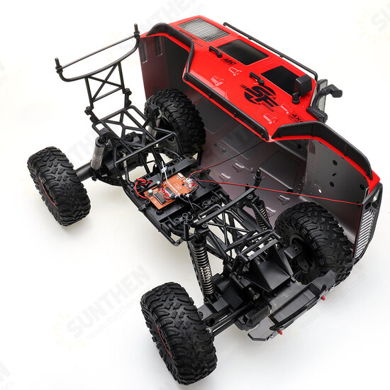 104311 1/10 2.4G 4X4 Crawler RC Car Desert Mountain Rock Vehicle Models With Two Motors LED Head Light Two Battery