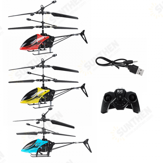 2CH Fall Resistant Remote Control Mini Helicopter with LED Light for Children Outdoor Toys