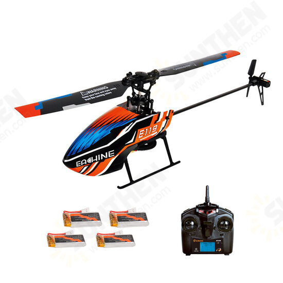 E119 2.4G 4CH 6-Axis Gyro Flybarless RC Helicopter RTF 3pcs 4pcs Batteries Version