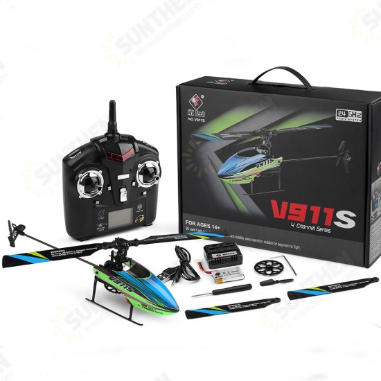 V911S 2.4G 4CH 6-Aixs Gyro Flybarless RC Helicopter RTF