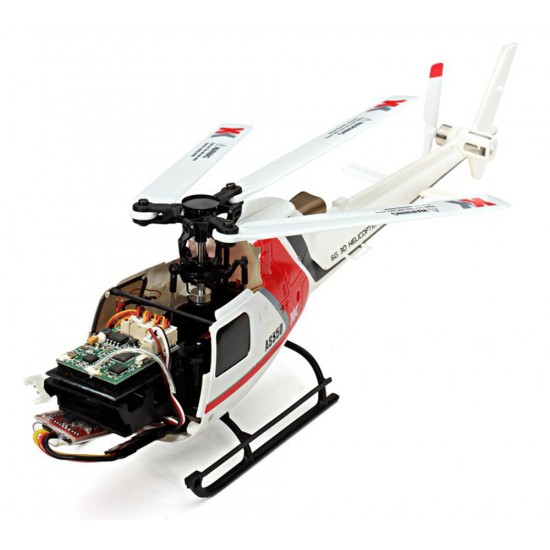 K123 6CH Brushless 3D6G System AS350 Scale RC Helicopter Compatible with FUTAB-A S-FHSS 4PCS 3.7V 500MAH Lipo Battery