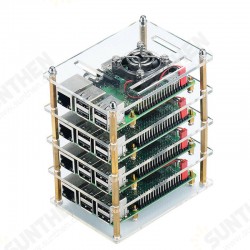 1-10 Layers Transparent Acrylic Case Box + Cooling Fan with Metal Cover for Raspberry Pi 4 /3 Model B+/3B 1-10 Layers Transparent Acrylic Case Box + Cooling Fan with Metal Cover for Raspberry Pi 4 /3 Model B+/3B