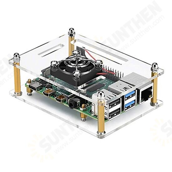 1-10 Layers Transparent Acrylic Case Box + Cooling Fan with Metal Cover for Raspberry Pi 4 /3 Model B+/3B