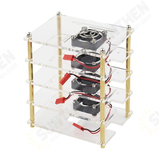 1-10 Layers Transparent Acrylic Case Box + Cooling Fan with Metal Cover for Raspberry Pi 4 /3 Model B+/3B