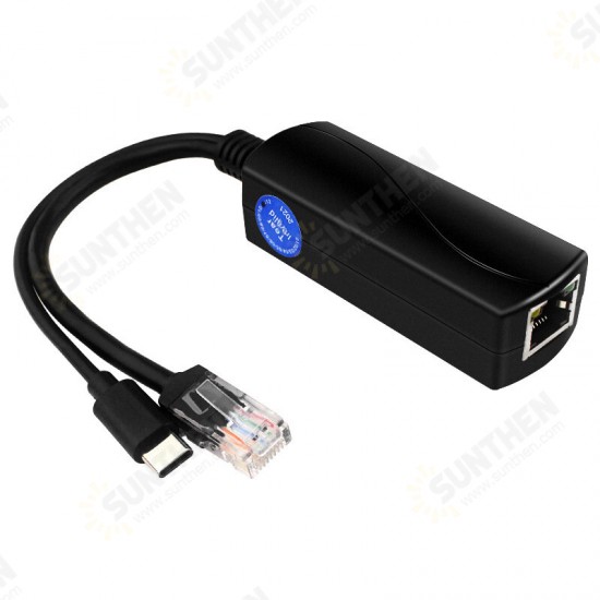 100Mbps/1000Mbps 5V 3A Type-C Power Over Ethernet Active POE Splitter for Raspberry Pi 4B