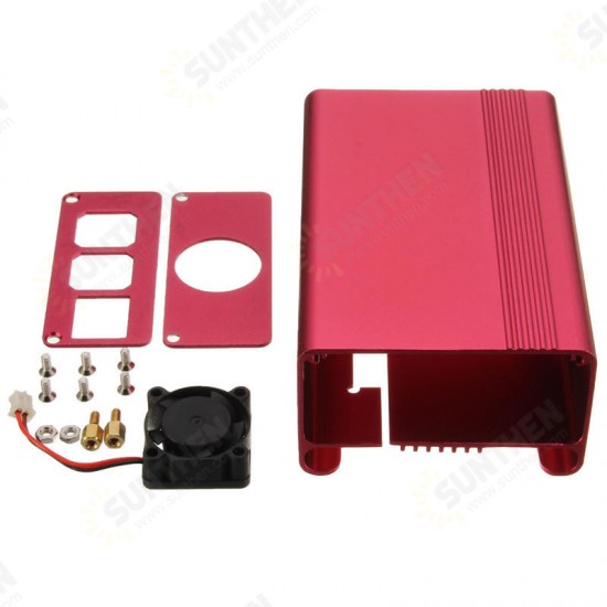 1Pc 4 Colors Aluminum Alloy Protective Case With Cooling Fan For For Raspberry Pi 2 Model B/B+