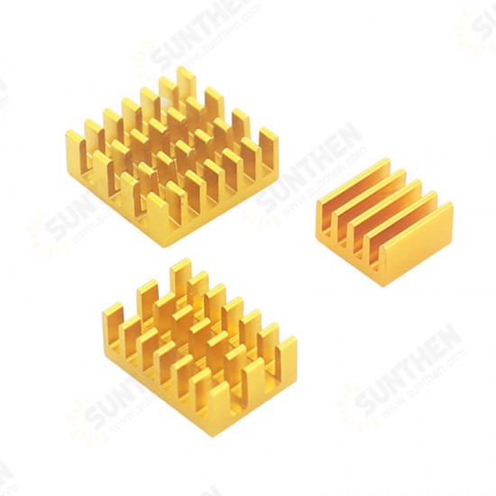 3Pcs Black/Gold/Green/Silver Aluminum Radiator Heat Sink with Back Glue for Raspberry Pi 4B