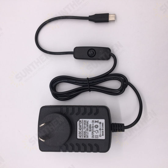 5V 3A Type-C Power Supply US/EU/AU/UK Plug with ON/OFF Switch Power Supply Connector for Raspberry Pi 4