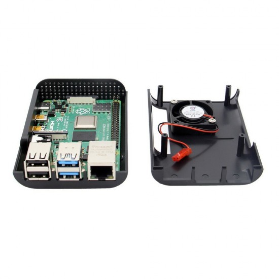 Black / Transparent Protective ABS Case Support Cooling Fan for Raspberry Pi 4 Model B