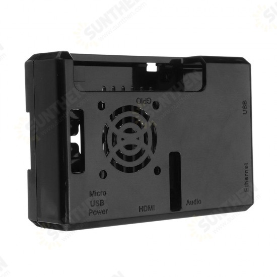 Black ABS Exclouse Box Case With Fan Hole For Raspberry PI 3 Model B+