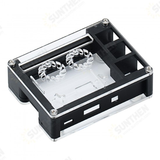 Black Acrylic Case Support Dual Cooling Fans For Raspberry Pi 3B+ Board