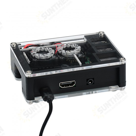Black Acrylic Case Support Dual Cooling Fans For Raspberry Pi 3B+ Board Black Acrylic Case Support Dual Cooling Fans For Raspberry Pi 3B+ Board