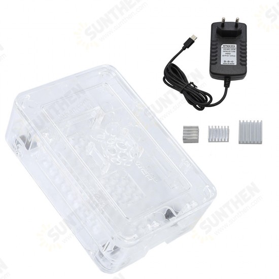 Black/White/Transparent Raspberry Pi ABS Case Enclosure Box V4 With Heat Sink + 5V3A Power Supply EU Plug DIY Kit For Raspberry Pi 4B