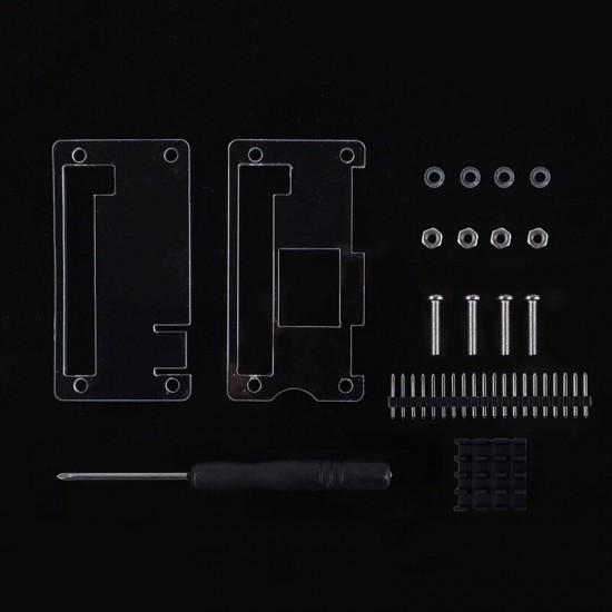 Raspberry Pi Zero Acrylic Case Shell + Heat Sink + Screwdriver + 40P Double Row Pin Kit