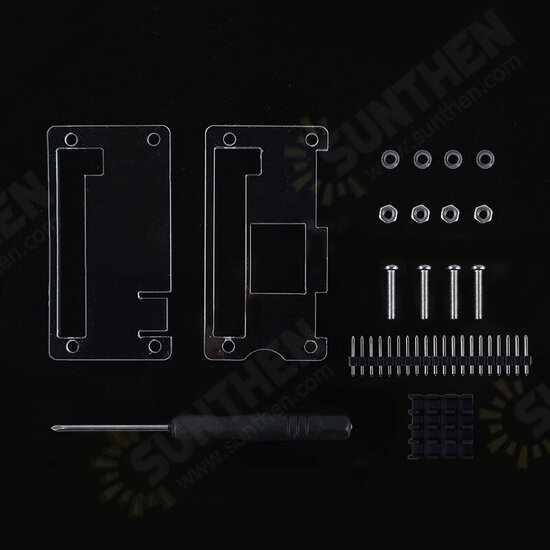 Raspberry Pi Zero Acrylic Case Shell + Heat Sink + Screwdriver + 40P Double Row Pin Kit