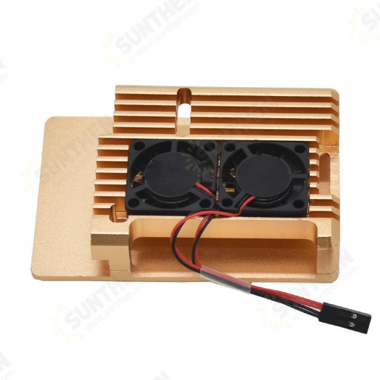 Golden Metal Alloy Aluminum Case Enclosure with Cooling Fan for Raspberry Pi 3B+ Golden Metal Alloy Aluminum Case Enclosure with Cooling Fan for Raspberry Pi 3B+