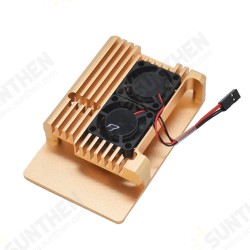 Golden Metal Alloy Aluminum Case Enclosure with Cooling Fan for Raspberry Pi 3B+ Golden Metal Alloy Aluminum Case Enclosure with Cooling Fan for Raspberry Pi 3B+