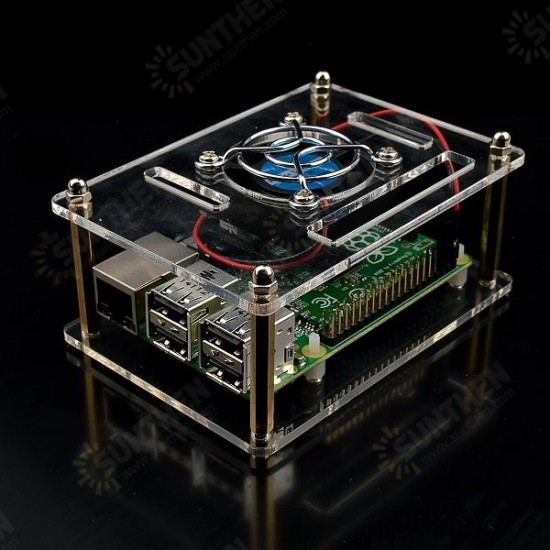 Transparent Acrylic Case + Cooling System External Fan + Screwdriverr Tool For Raspberry Pi 4/3/2/B/B+