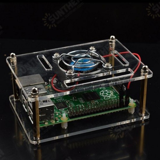 Transparent Acrylic Case + Cooling System External Fan + Screwdriverr Tool For Raspberry Pi 4/3/2/B/B+