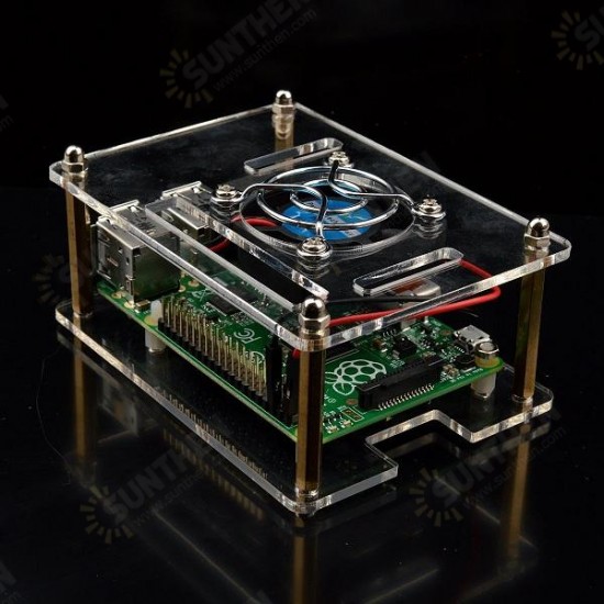 Transparent Acrylic Case + Cooling System External Fan + Screwdriverr Tool For Raspberry Pi 4/3/2/B/B+