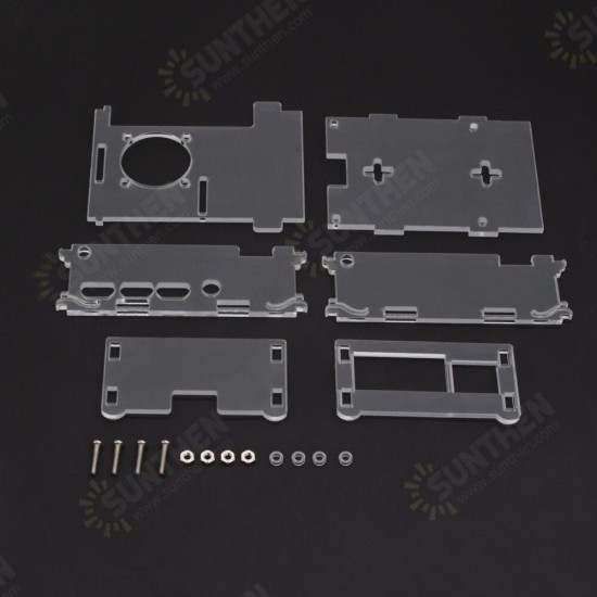 Transparent Acrylic Raspberry Pi 4B Case Box Support Cooling Fan Instal