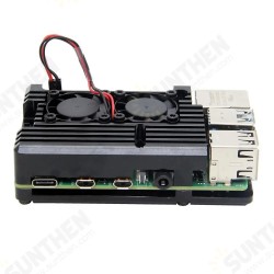 Aluminum Alloy Case Protective Shell Metal Enclosure with Dual Fan for Raspberry Pi 4 Model B Only Aluminum Alloy Case Protective Shell Metal Enclosure with Dual Fan for Raspberry Pi 4 Model B Only