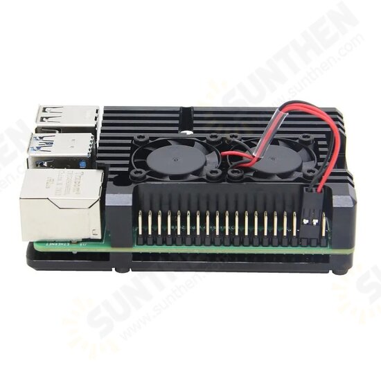 Aluminum Alloy Case Protective Shell Metal Enclosure with Dual Fan for Raspberry Pi 4 Model B Only Aluminum Alloy Case Protective Shell Metal Enclosure with Dual Fan for Raspberry Pi 4 Model B Only