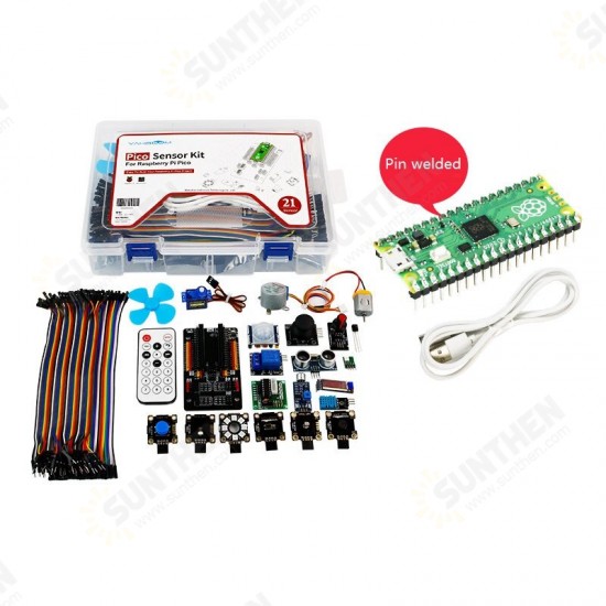 Programmable Sensor Kit with 21 Electronic Modules for Raspberry Pi Pico Development Board