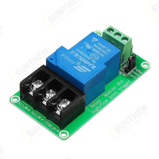 1 Channel Relay Module 30A with Optocoupler Isolation 5V Supports High and Low Trigger