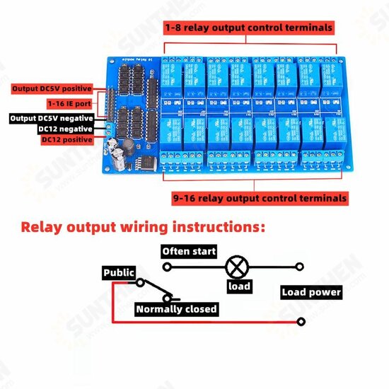 1/2/4/6/8/16 Relay Module 8 Channel with Optocoupler Relay Output 1 2 4 6 Relay Module 8 Channels Low Level Trigger 5/12/24V