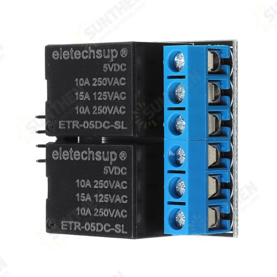 2 Channel 5V Bistable Self-locking Relay Module Button MCU Low-level Control Switch Board