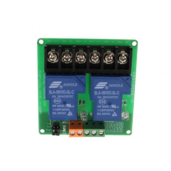 2 Channel Relay Module 30A with Optocoupler Isolation 5V Supports High and Low Trigger
