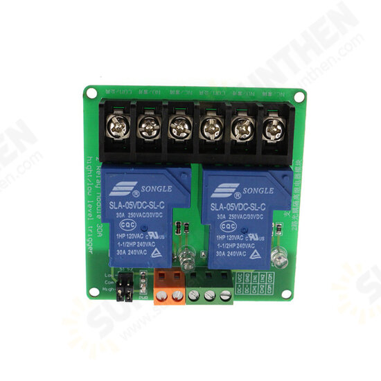 2 Channel Relay Module 30A with Optocoupler Isolation 5V Supports High and Low Trigger