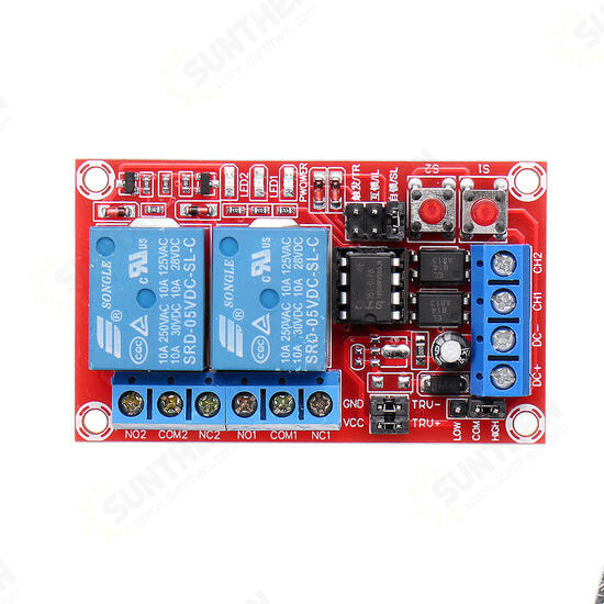 5V 2 Channel Button Self-locking Interlock Three-selection One Relay Module High and Low Level Trigger with Sw