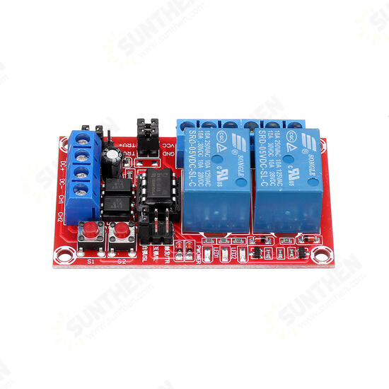 5V 2 Channel Button Self-locking Interlock Three-selection One Relay Module High and Low Level Trigger with Sw