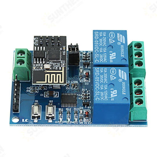 5V ESP8266 Dual WiFi Relay Module Internet Of Things Smart Home Mobile APP Remote Switch