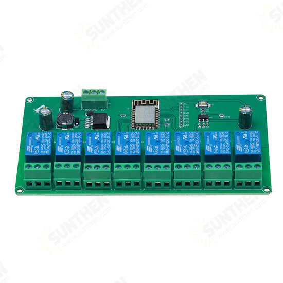 5V/7-28V Power Supply 8 Channel ESP8266 WIFI 8-way Relay Module ESP-12F Development Board Secondary Development Board