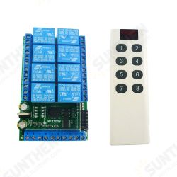 8Ch 433.92M EV1527 Learning Code OOK ASK RC Multi-function Remote Control Module DC 5V 12V 24V 8Ch 433.92M EV1527 Learning Code OOK ASK RC Multi-function Remote Control Module DC 5V 12V 24V