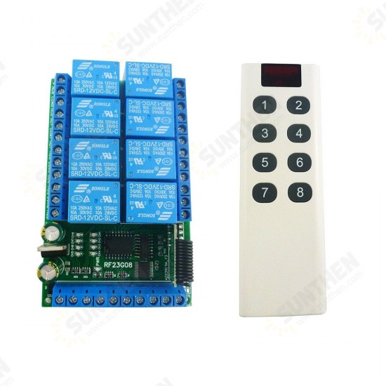 8Ch 433.92M EV1527 Learning Code OOK ASK RC Multi-function Remote Control Module DC 5V 12V 24V