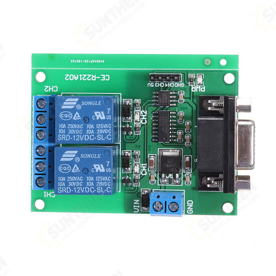 DC 12V 2 Channel RS232 Relay Module Board Remote Control USB PC UART COM Serial Ports for Smart Home