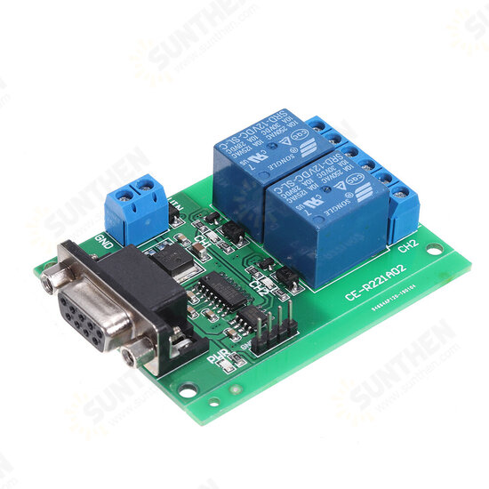 DC 12V 2 Channel RS232 Relay Module Board Remote Control USB PC UART COM Serial Ports for Smart Home